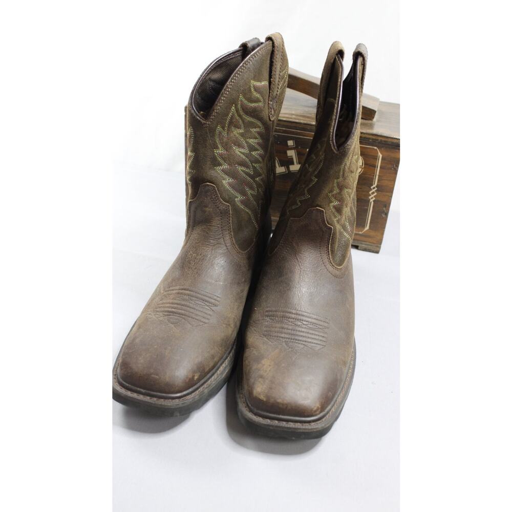 Ariat Work Hog Mens Size 11 Brown Western Boots Square Toe Profile leather - Picture 8 of 9